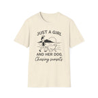 Girl and Dog Chasing Sunsets T-Shirt