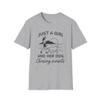 Girl and Dog Chasing Sunsets T-Shirt