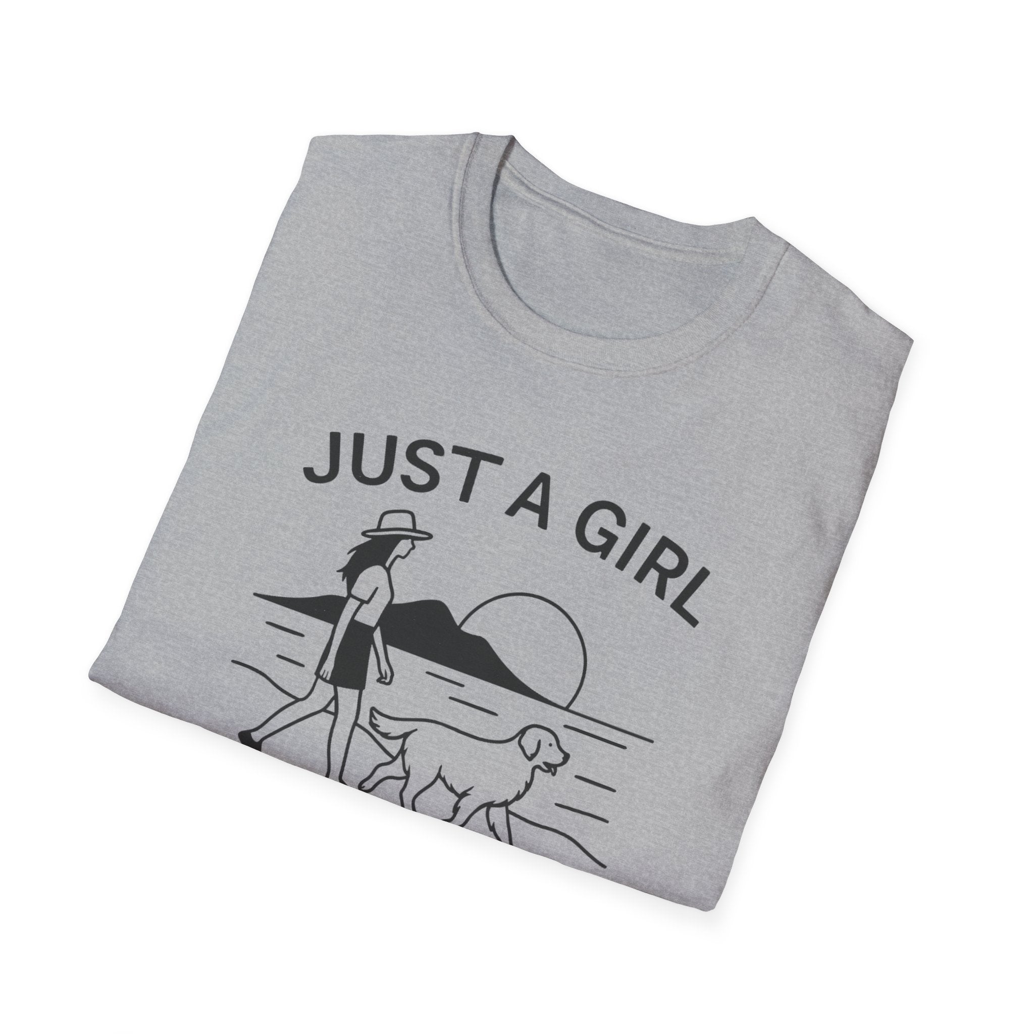 Girl and Dog Chasing Sunsets T-Shirt