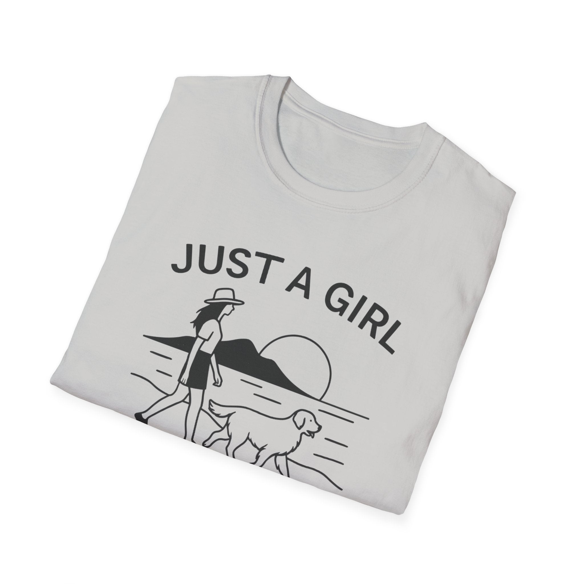 Girl and Dog Chasing Sunsets T-Shirt