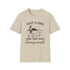 Girl and Dog Chasing Sunsets T-Shirt