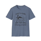Girl and Dog Chasing Sunsets T-Shirt