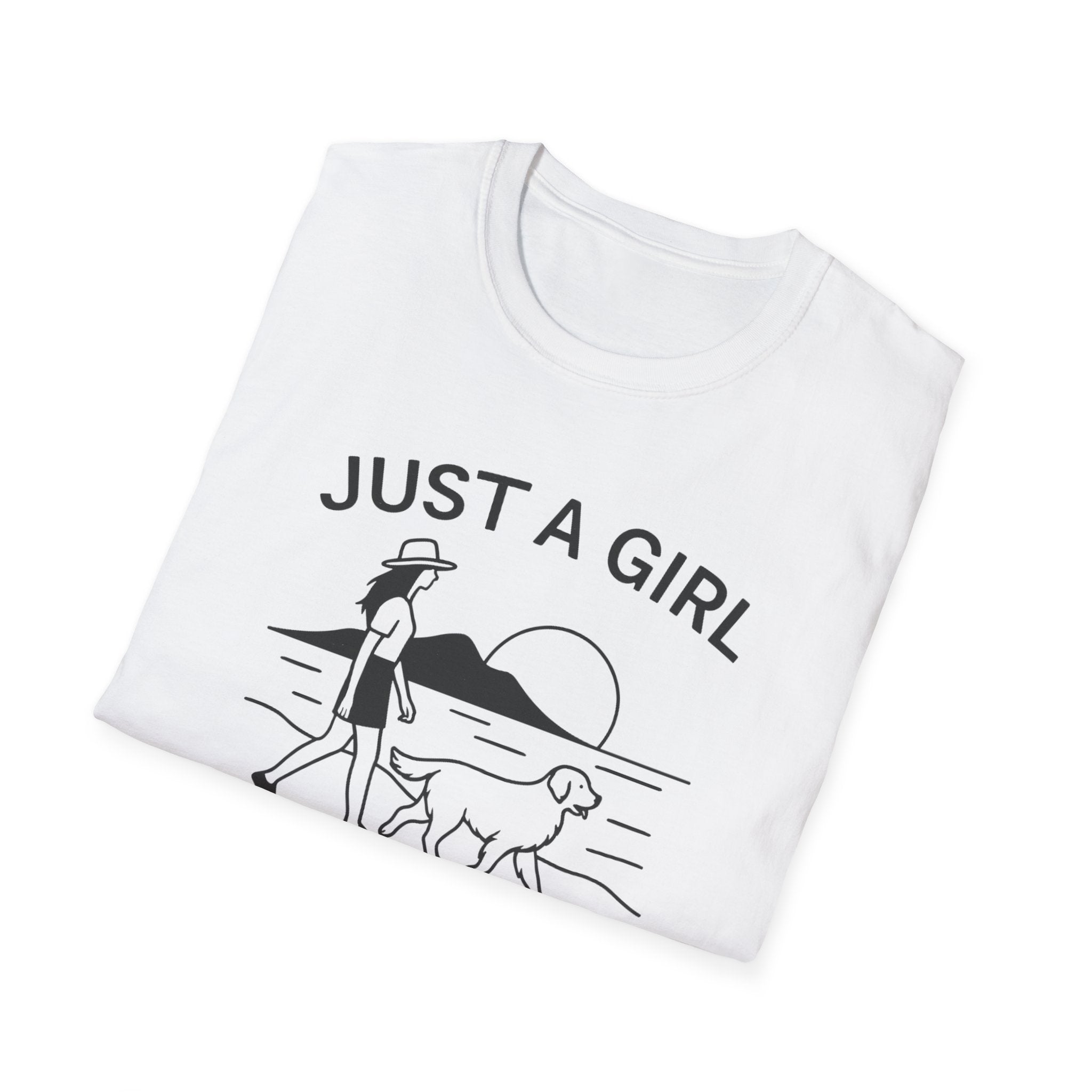 Girl and Dog Chasing Sunsets T-Shirt