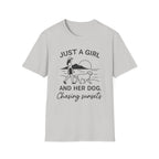 Girl and Dog Chasing Sunsets T-Shirt