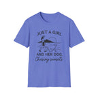 Girl and Dog Chasing Sunsets T-Shirt