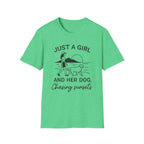 Girl and Dog Chasing Sunsets T-Shirt